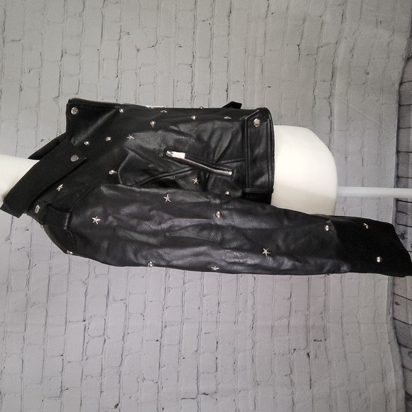 Nwt discontinued forever21 moto vegan motorcycle faux leather Biker jacket L - Picture 4 of 6